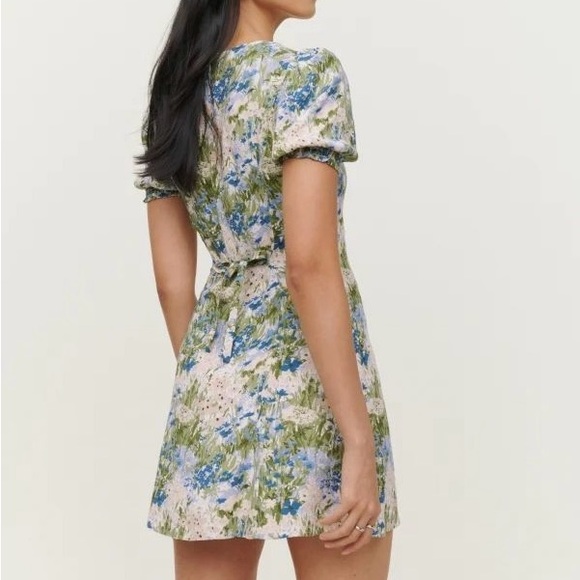 BNWT Reformation Green Floral Mini Dress Size 4 - Picture 2 of 5